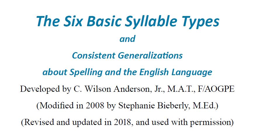 The Six Basic Syllable Types