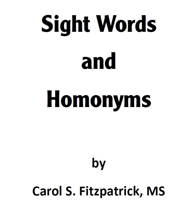 List of Common Sight Words and Homonyms